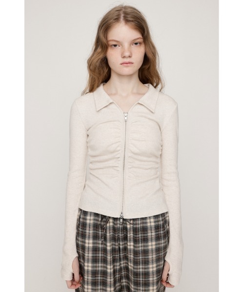 FRONT GATHER ZIP TOPS フロント ギャザー ジップ トップス 秋服 冬服