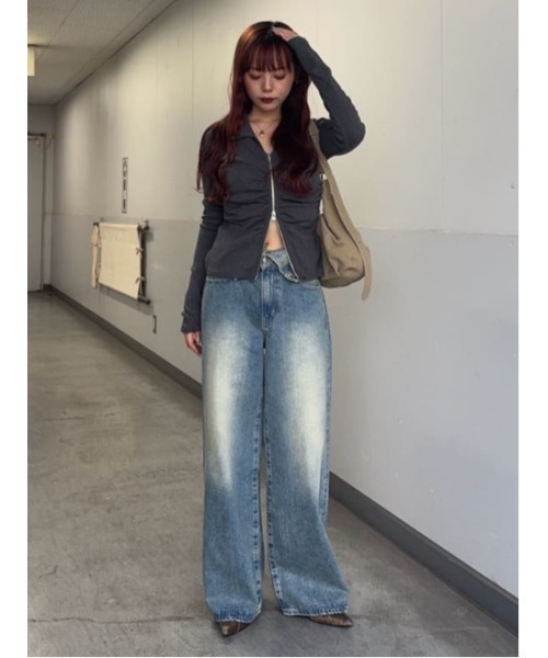 FRONT GATHER ZIP TOPS フロント ギャザー ジップ トップス 秋服 冬服