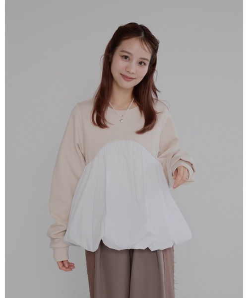 jumelle(ジュメロ)の「ペプラムプルオーバー(Tシャツ/カットソー・レディース・ベージュ/グレー・FREE)」の8枚目の写真