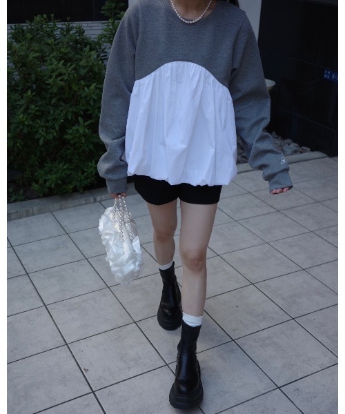 jumelle(ジュメロ)の「ペプラムプルオーバー(Tシャツ/カットソー・レディース・ベージュ/グレー・FREE)」の6枚目の写真