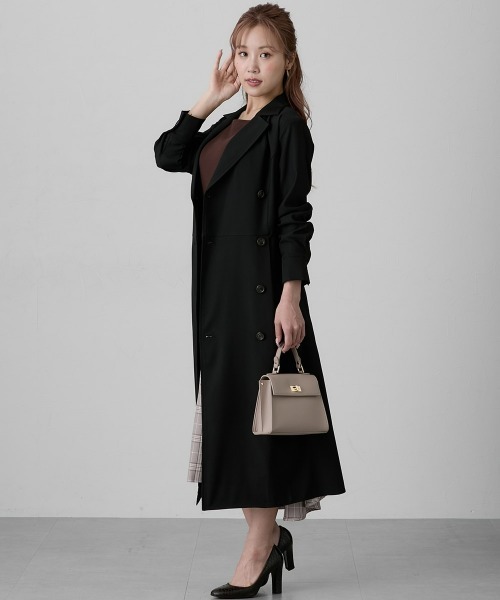 Nissen glamor(ニッセングラマー)の「【大きい胸専用】2WAYトレンチ風ディティールワンピース(ワンピースにもなるコート)(ワンピース・レディース・ベージュ/ブラック・M/LL/L)」の18枚目の写真