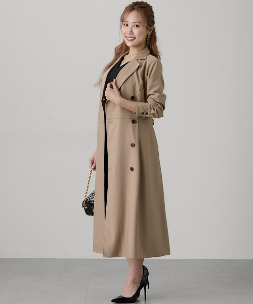 Nissen glamor(ニッセングラマー)の「【大きい胸専用】2WAYトレンチ風ディティールワンピース(ワンピースにもなるコート)(ワンピース・レディース・ベージュ/ブラック・M/LL/L)」の11枚目の写真