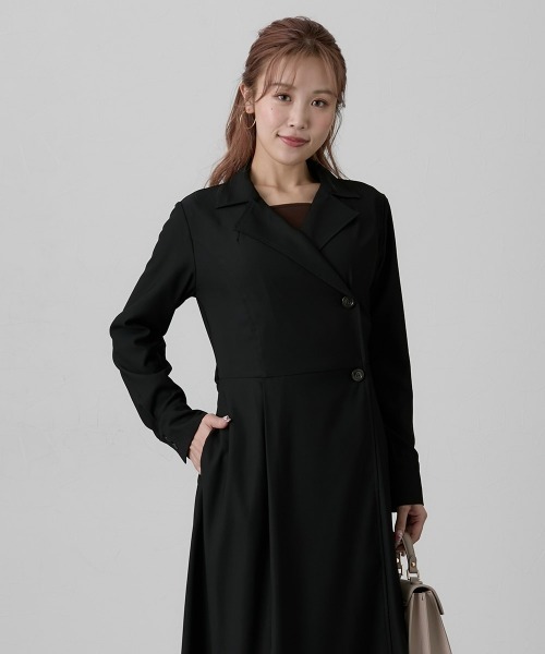 Nissen glamor(ニッセングラマー)の「【大きい胸専用】2WAYトレンチ風ディティールワンピース(ワンピースにもなるコート)(ワンピース・レディース・ベージュ/ブラック・M/LL/L)」の15枚目の写真