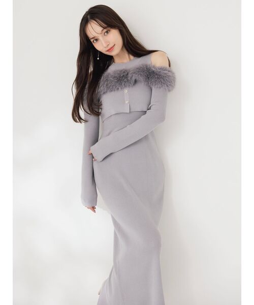 セール】オフショルファードッキングニットワンピース