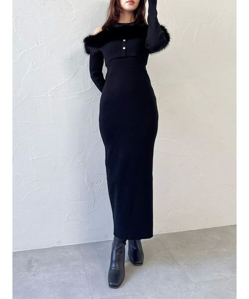 オフショルファードッキングニットワンピース（ワンピース）｜dazzlin