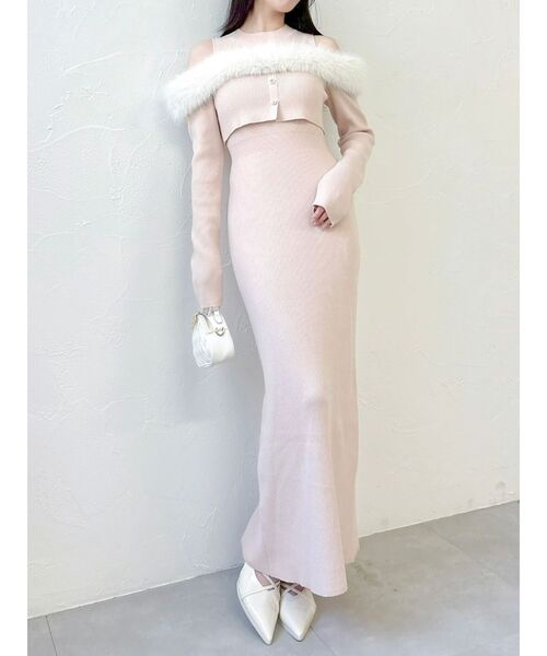 Dazzlin オフショルファードッキングニットワンピース dazzlin（ダズリン） ワンピース オフショルファードッキングニット