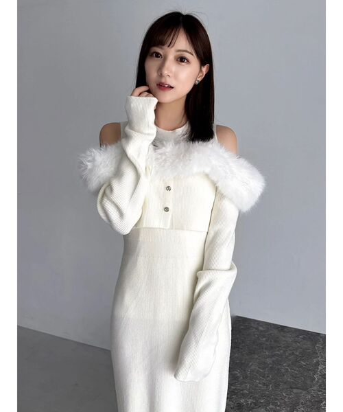 オフショルファードッキングニットワンピース（ワンピース）｜dazzlin