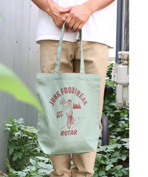 ROTAR（ローター）の「JUNK FOOD FREAK Tote BAG / トート　バッグ ミニ（トートバッグ・メンズ・ナチュラル/ライトグリーン/モカ/ブラック・FREE）」の4枚目の写真
