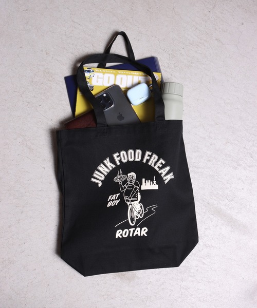 ROTAR（ローター）の「JUNK FOOD FREAK Tote BAG / トート　バッグ ミニ（トートバッグ・メンズ・ナチュラル/ライトグリーン/モカ/ブラック・FREE）」の2枚目の写真
