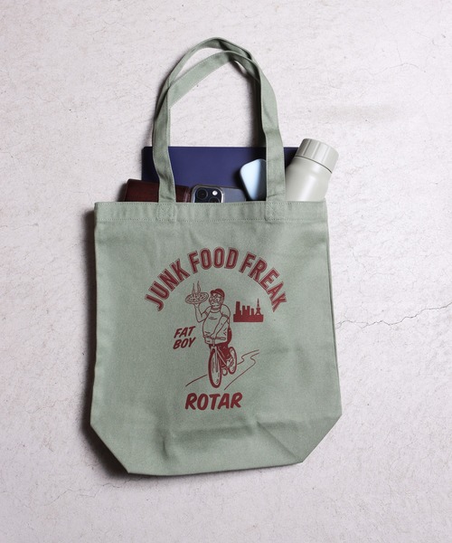 ROTAR（ローター）の「JUNK FOOD FREAK Tote BAG / トート　バッグ ミニ（トートバッグ・メンズ・ナチュラル/ライトグリーン/モカ/ブラック・FREE）」の15枚目の写真