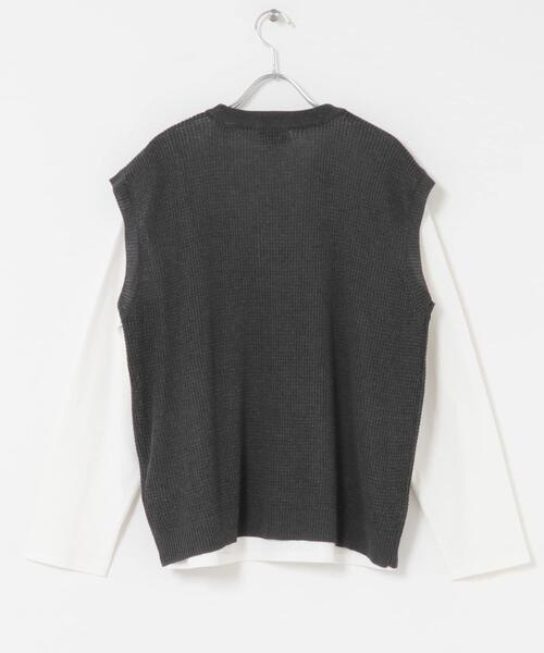 ITEMS URBANRESEARCH（アイテムズ アーバンリサーチ）の「ワッフルニットベスト＋ロングTシャツSET（ニット/セーター・メンズ・ブラック/ベージュ/チャコールグレー・LARGE/MEDIUM）」の18枚目の写真