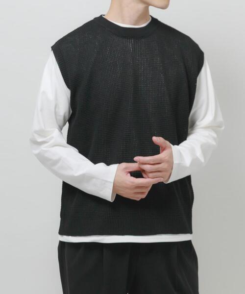 ITEMS URBANRESEARCH（アイテムズ アーバンリサーチ）の「ワッフルニットベスト＋ロングTシャツSET（ニット/セーター・メンズ・ブラック/ベージュ/チャコールグレー・LARGE/MEDIUM）」の21枚目の写真