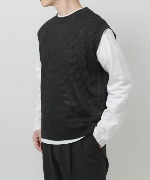 ITEMS URBANRESEARCH（アイテムズ アーバンリサーチ）の「ワッフルニットベスト＋ロングTシャツSET（ニット/セーター・メンズ・ブラック/ベージュ/チャコールグレー・LARGE/MEDIUM）」の22枚目の写真