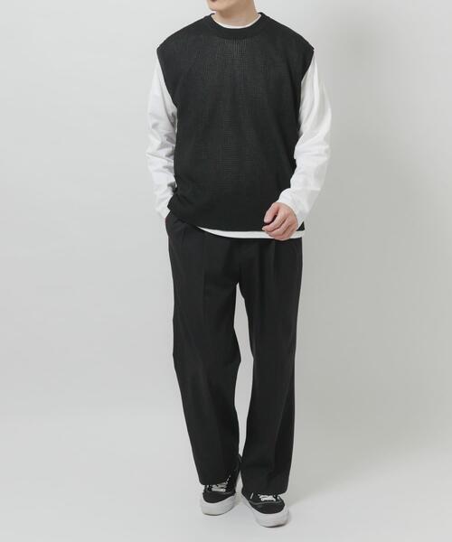 ITEMS URBANRESEARCH(アイテムズ アーバンリサーチ)の「ワッフルニットベスト+ロングTシャツSET(ニット/セーター・メンズ・ブラック/ベージュ/チャコールグレー・LARGE/MEDIUM)」の16枚目の写真