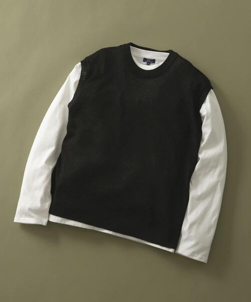 ITEMS URBANRESEARCH(アイテムズ アーバンリサーチ)の「ワッフルニットベスト+ロングTシャツSET(ニット/セーター・メンズ・ブラック/ベージュ/チャコールグレー・LARGE/MEDIUM)」の17枚目の写真