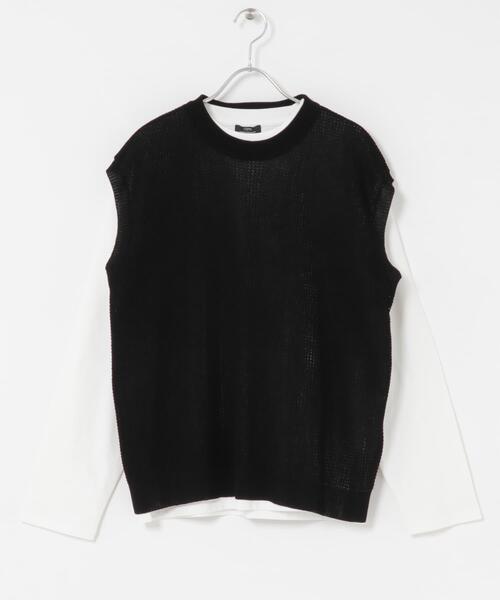 ITEMS URBANRESEARCH(アイテムズ アーバンリサーチ)の「ワッフルニットベスト+ロングTシャツSET(ニット/セーター・メンズ・ブラック/ベージュ/チャコールグレー・LARGE/MEDIUM)」の18枚目の写真