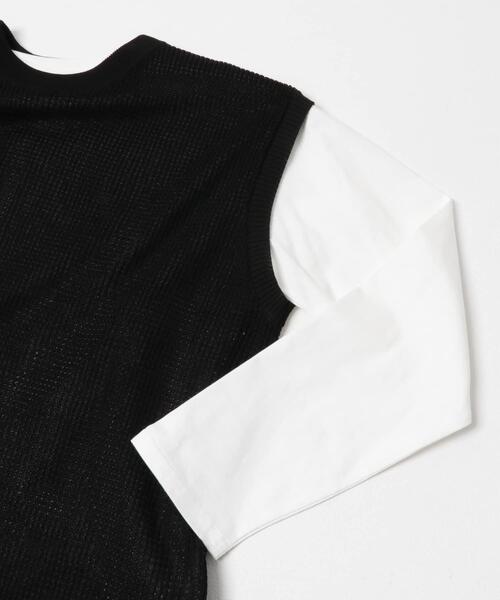ITEMS URBANRESEARCH(アイテムズ アーバンリサーチ)の「ワッフルニットベスト+ロングTシャツSET(ニット/セーター・メンズ・ブラック/ベージュ/チャコールグレー・LARGE/MEDIUM)」の4枚目の写真