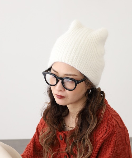 AMBUSH  猫耳ビーニー AMBUSH アンブッシュ RAVE BEANIE 12115095 ウール ロゴ 猫耳ニット帽