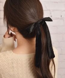 TONE SELECT GOODS(トーンセレクトグッズ)の【float】光沢 ベロア ロング リボン ヘアゴム(ヘアゴム)