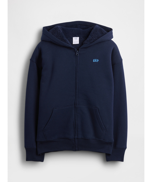 セール】リラックスフィット 裏ボア Gapロゴ ジップアップパーカー