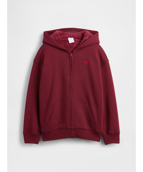 セール】リラックスフィット 裏ボア Gapロゴ ジップアップパーカー