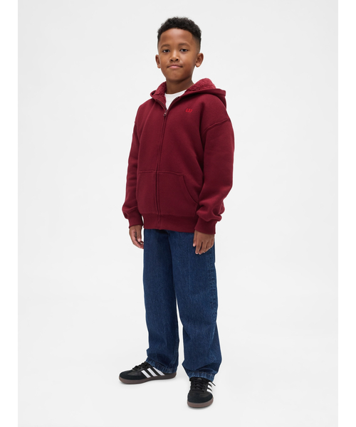 セール】リラックスフィット 裏ボア Gapロゴ ジップアップパーカー