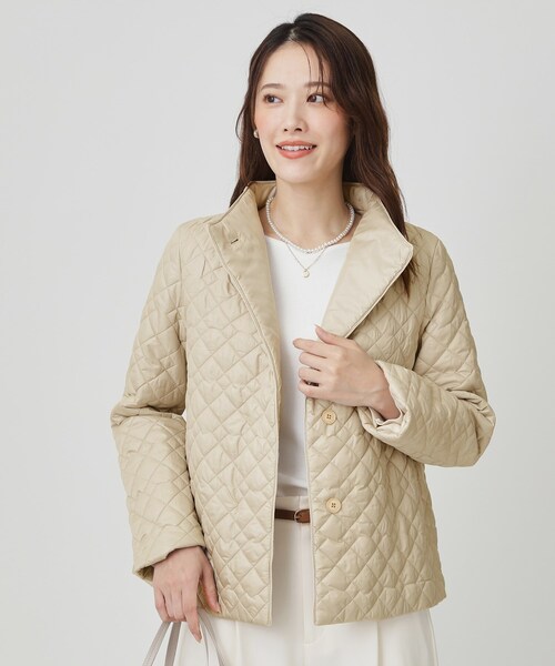 軽い着心地】中綿キルトジャケット（ノーカラージャケット）｜COUP DE
