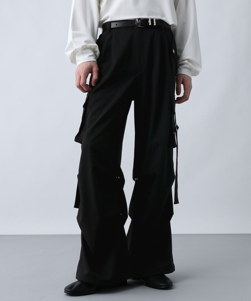 HARE カーゴパンツ ブラック SET UP対応】ニータックベルトカーゴパンツ(HARE)（カーゴパンツ