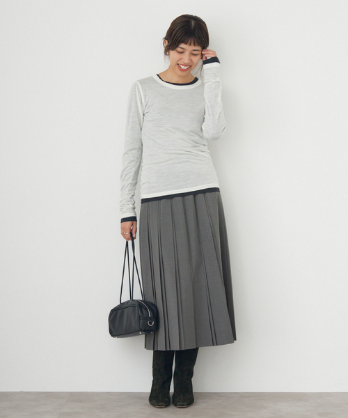 IENA(イエナ)の「ストレッチプリーツスカート(スカート・レディース・ライトグレー/ネイビー・36/38)」の11枚目の写真