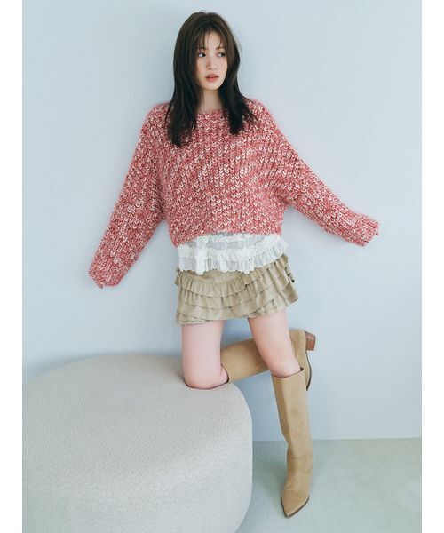 FURFUR（ファーファー）の「ミックスヤーンチャンキーセーター（ニット/セーター・レディース・ブルー/ピンク/レッド・F）」の5枚目の写真