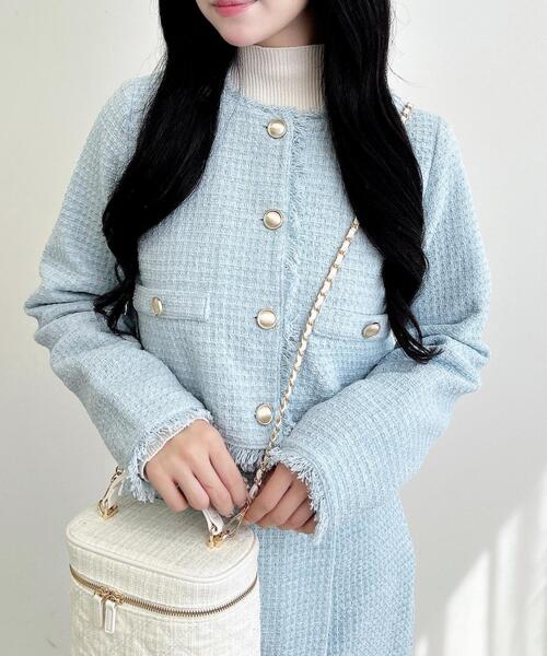 INGNI（イング）の「【WEB限定】ツイードフリンジジャケット(セットアップ対応)（その他アウター・レディース・サックスブルー/ブラック/オフホワイト・M）」の13枚目の写真