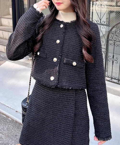 セール】【WEB限定】ツイードフリンジジャケット(セットアップ対応
