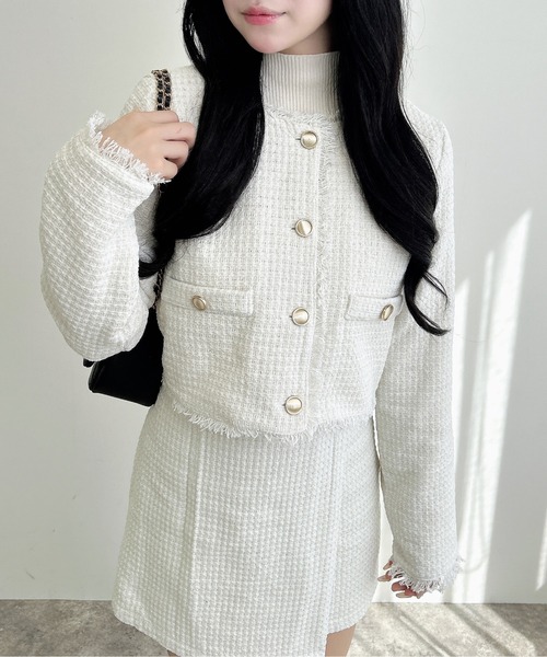 セール】【WEB限定】ツイードフリンジジャケット(セットアップ対応