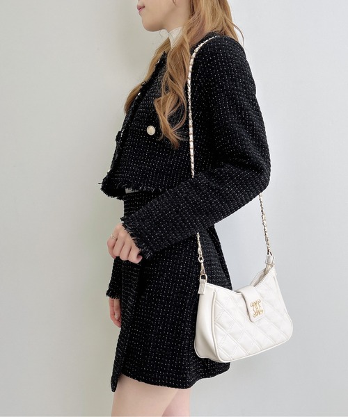 新品未使用　コンパクトフリンジツイードジャケット　セットアップPNK MAISON BREEZE セットアップセブン SETUP7 金ボタンツイードライク