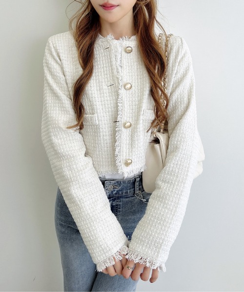 INGNI（イング）の「【WEB限定】ツイードフリンジジャケット(セットアップ対応)（その他アウター・レディース・サックスブルー/ブラック/オフホワイト・M）」の20枚目の写真