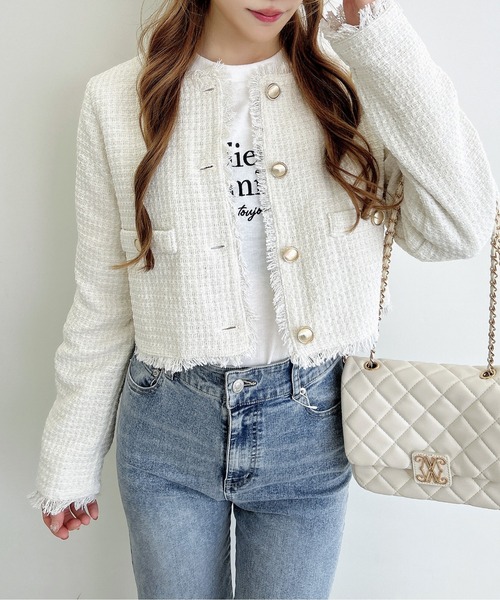 INGNI（イング）の「【WEB限定】ツイードフリンジジャケット(セットアップ対応)（その他アウター・レディース・サックスブルー/ブラック/オフホワイト・M）」の21枚目の写真