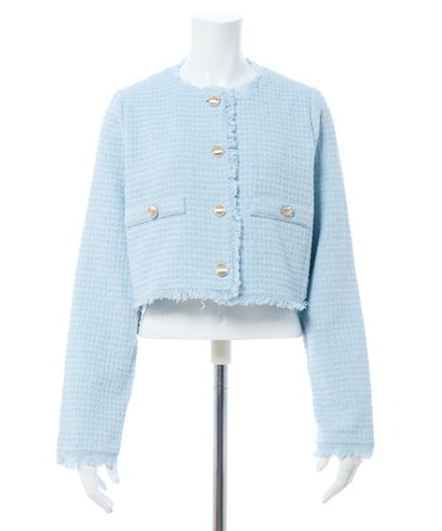 INGNI（イング）の「【WEB限定】ツイードフリンジジャケット(セットアップ対応)（その他アウター・レディース・サックスブルー/ブラック/オフホワイト・M）」の8枚目の写真