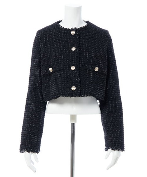 INGNI（イング）の「【WEB限定】ツイードフリンジジャケット(セットアップ対応)（その他アウター・レディース・サックスブルー/ブラック/オフホワイト・M）」の5枚目の写真