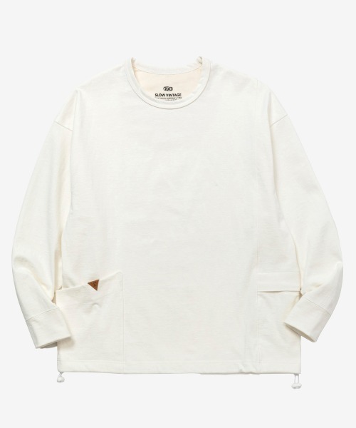 rehacer(レアセル)の「rehacer : Loop Weel Multi Pocket CS / ループ ウイール(吊り編み) マルチポケット カットソー(Tシャツ/カットソー・レディース・ネイビー/オレンジ/ホワイト/グリーン・MEDIUM/SMALL)」の2枚目の写真