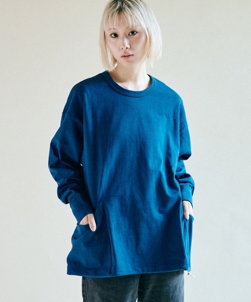 rehacer(レアセル)の「rehacer : Loop Weel Multi Pocket CS / ループ ウイール(吊り編み) マルチポケット カットソー(Tシャツ/カットソー・レディース・ネイビー/オレンジ/ホワイト/グリーン・MEDIUM/SMALL)」の5枚目の写真