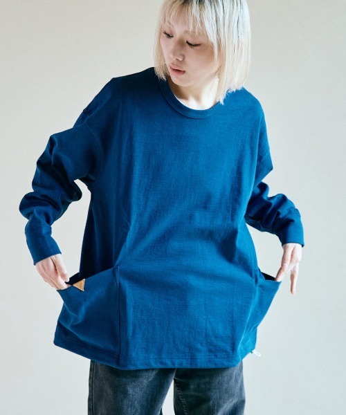 rehacer(レアセル)の「rehacer : Loop Weel Multi Pocket CS / ループ ウイール(吊り編み) マルチポケット カットソー(Tシャツ/カットソー・レディース・ネイビー/オレンジ/ホワイト/グリーン・MEDIUM/SMALL)」の7枚目の写真