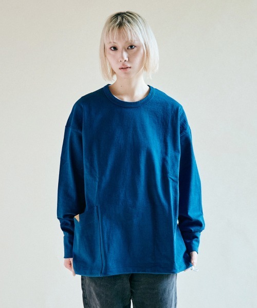 rehacer(レアセル)の「rehacer : Loop Weel Multi Pocket CS / ループ ウイール(吊り編み) マルチポケット カットソー(Tシャツ/カットソー・レディース・ネイビー/オレンジ/ホワイト/グリーン・MEDIUM/SMALL)」の10枚目の写真
