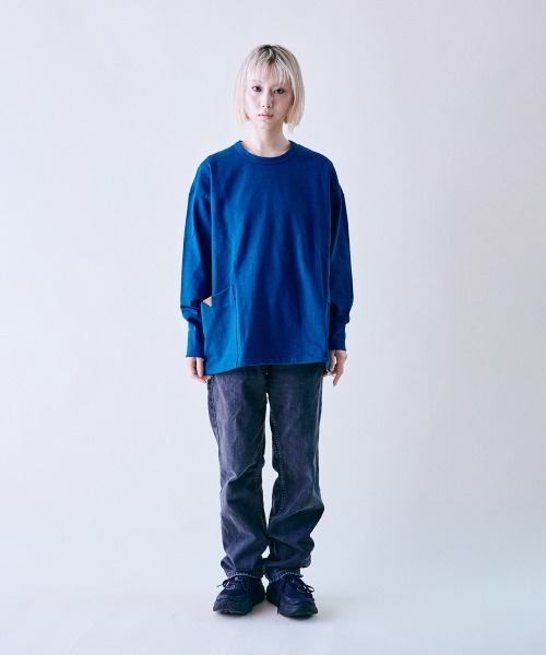 rehacer(レアセル)の「rehacer : Loop Weel Multi Pocket CS / ループ ウイール(吊り編み) マルチポケット カットソー(Tシャツ/カットソー・レディース・ネイビー/オレンジ/ホワイト/グリーン・MEDIUM/SMALL)」の11枚目の写真
