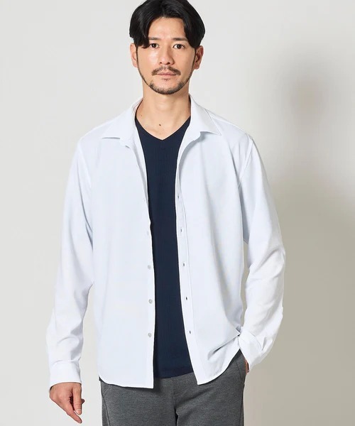 TETE HOMME（テットオム）の「ハイパーストレッチドビーシャツ（シャツ/ブラウス・メンズ・サンドベージュ/ネイビー/ホワイト・MEDIUM/X-LARGE/LARGE）」の2枚目の写真