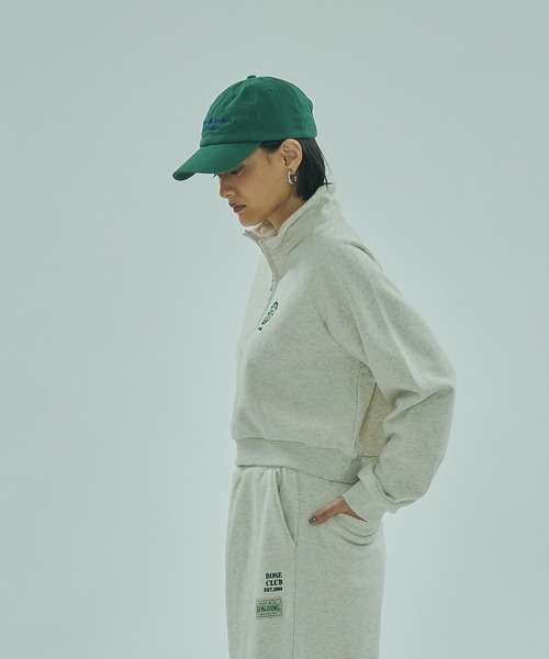 SPALDING（スポルディング）の「(SPALDING x ROSE BUD)ATHLETIC CLUB HALF ZIP（スウェット・レディース・オフホワイト/チャコール・ONE SIZE）」の4枚目の写真