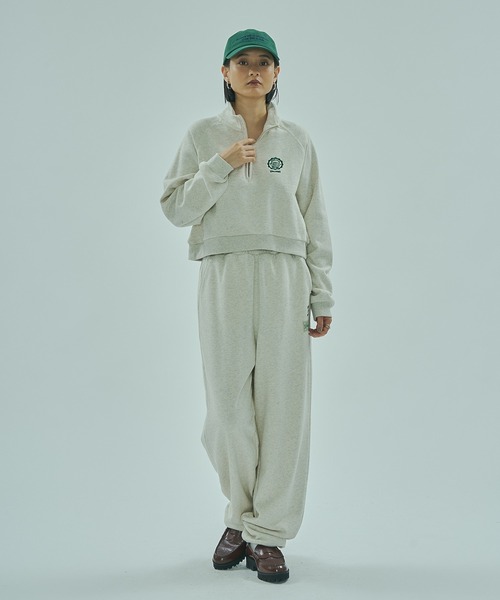 SPALDING（スポルディング）の「(SPALDING x ROSE BUD)ATHLETIC CLUB HALF ZIP（スウェット・レディース・オフホワイト/チャコール・ONE SIZE）」の6枚目の写真