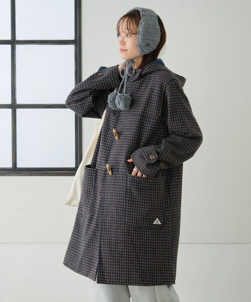 セール】【軽量で暖かい】【GEVACO】チェック柄ダッフルロングコート