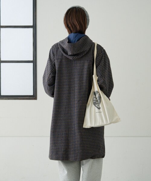 軽量で暖かい】【GEVACO】チェック柄ダッフルロングコート（ダッフル