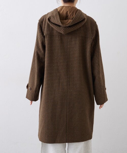 軽量で暖かい】【GEVACO】チェック柄ダッフルロングコート（ダッフル