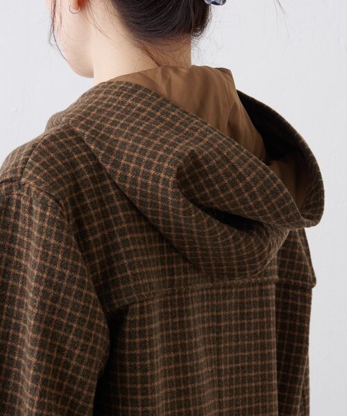 軽量で暖かい】【GEVACO】チェック柄ダッフルロングコート（ダッフル